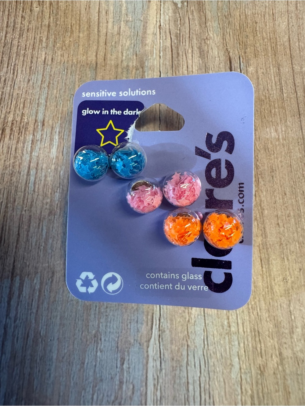 NEW Set of 3 Claire's Glow in the Dark Fashion Earrings Item #PHK7802